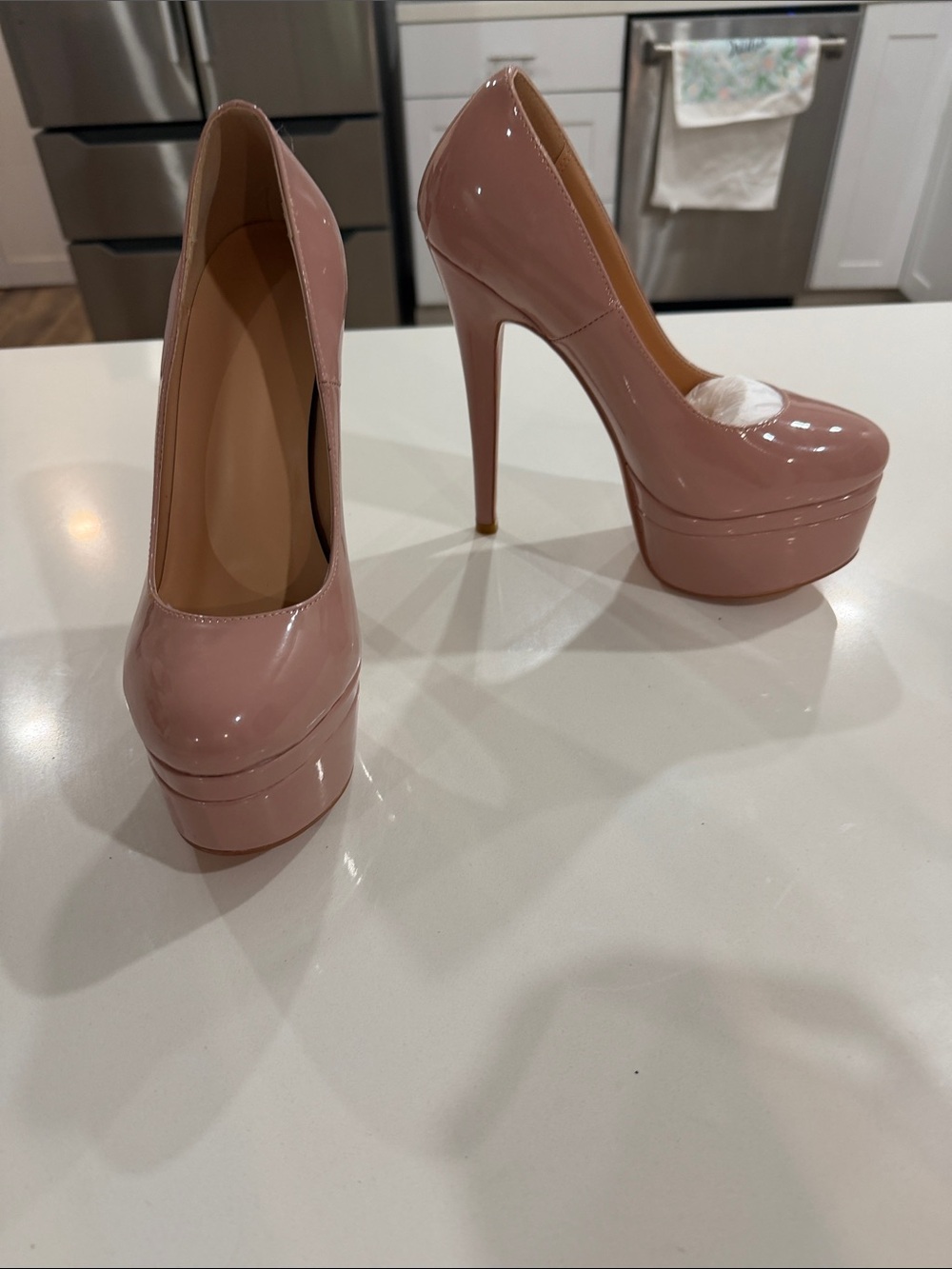 Women's Blush Patent Platform Pumps - Elegant High Heel 👠🆕